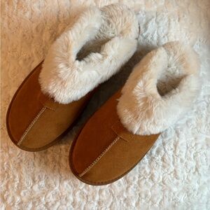 Cozy Faux Fur Lined Slippers for Women - Tan